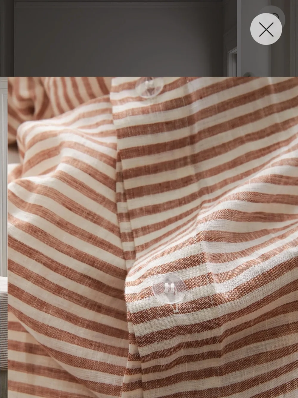 Quince Terracotta and White Stripe Linen Duvet Cover